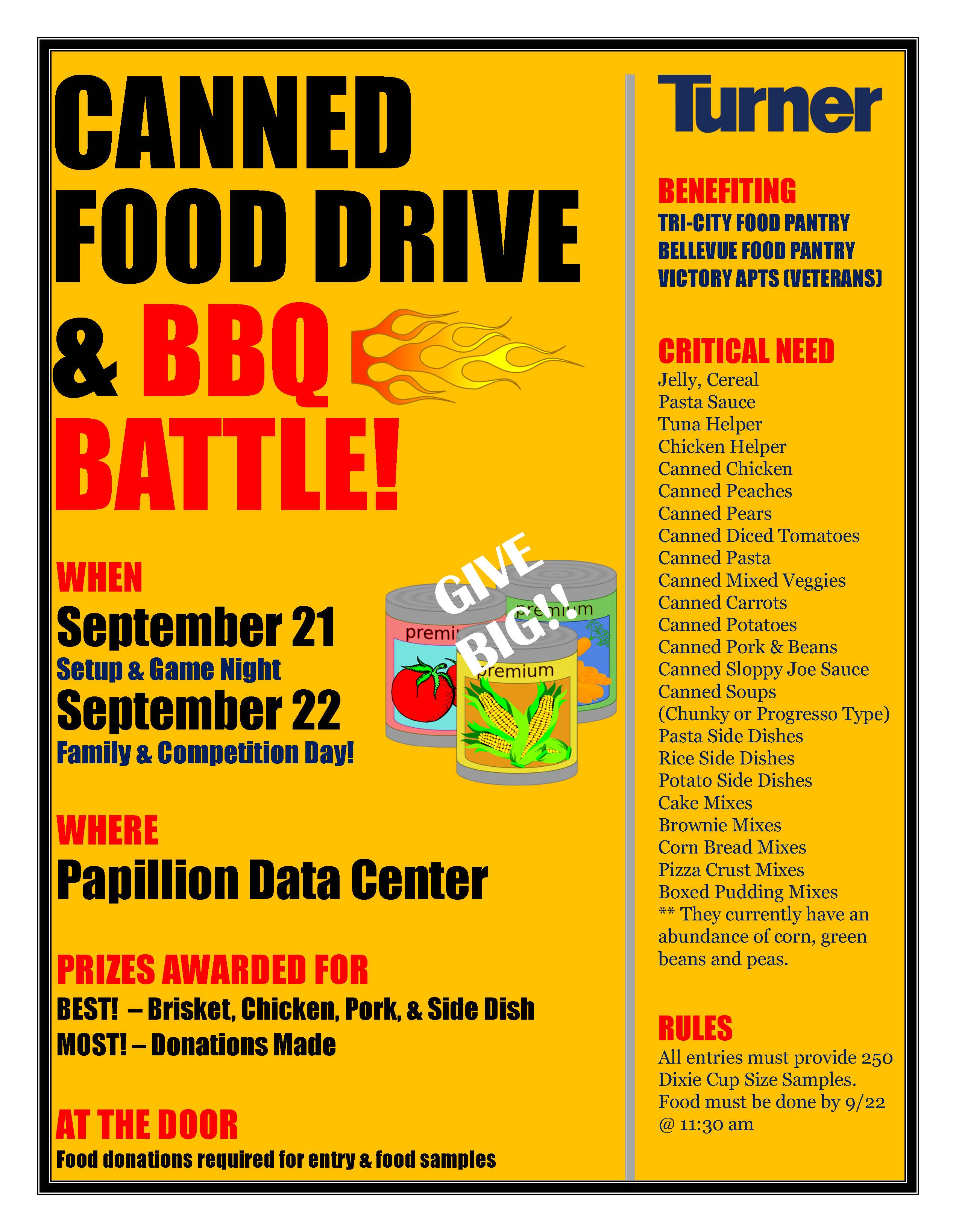 Food Donations Requested Turner Construction Facebook Food